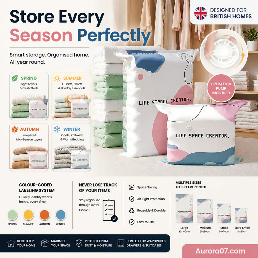 🧳Vacuum Storage Bags – Press & Seal (PACK OF 5)
