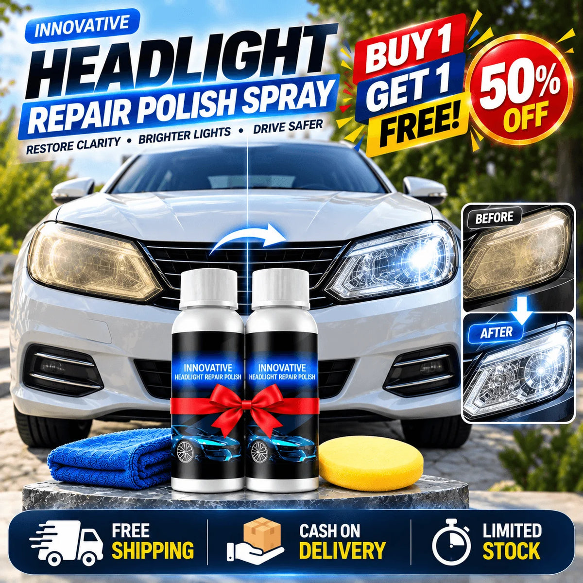 Innovative Headlights Repair Polish - Buy 1 Get 1 Free 🔥