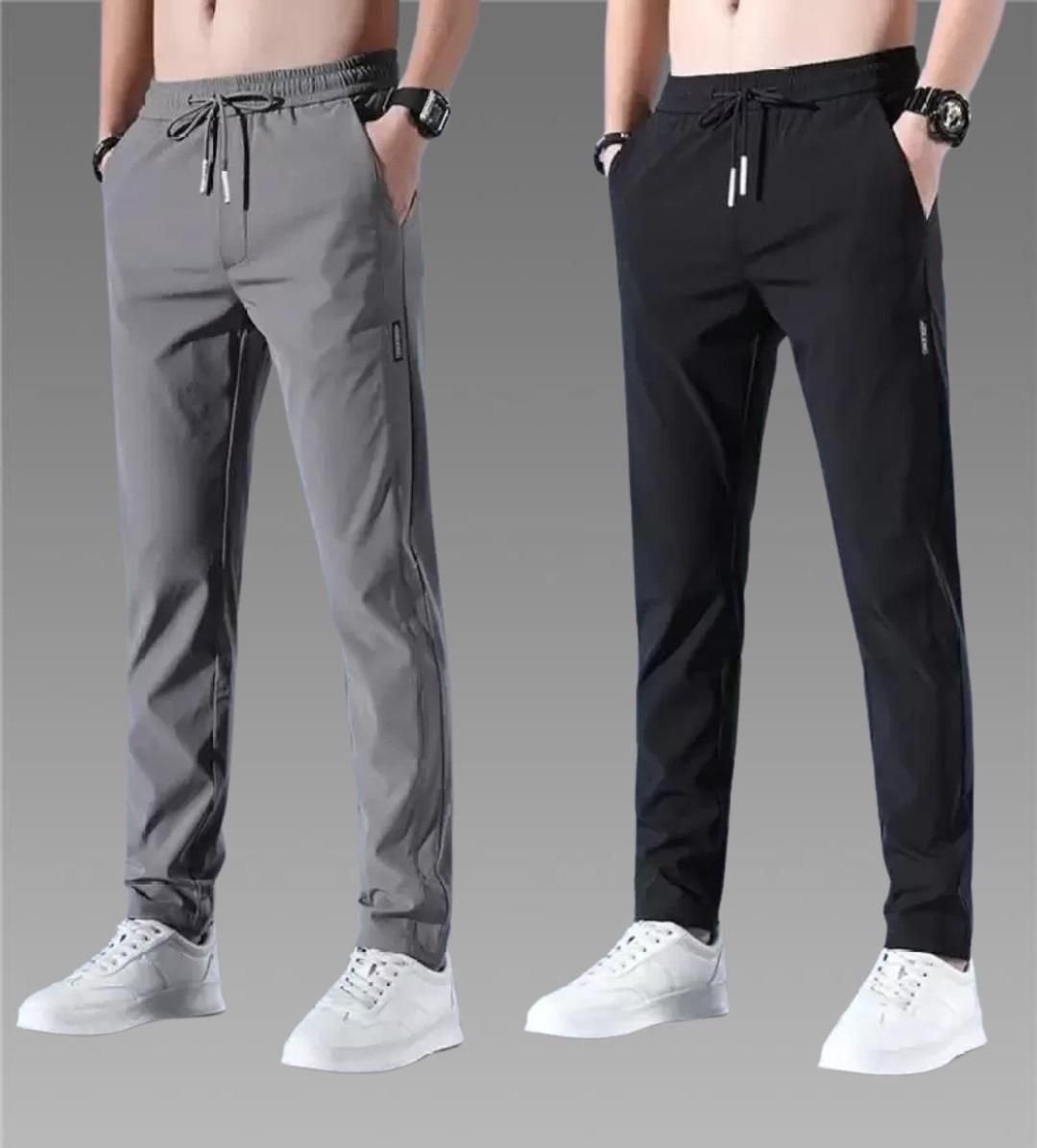 Premium Lycra Men's Track Pants | Black and Grey (Buy 1 Get 1 free)